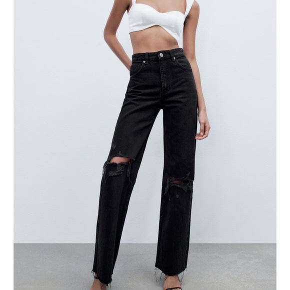 Zara Jeans Zara Full Length Ripped Jeans Poshmark